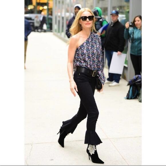 Mother The Cha Cha Fray Black Cropped Bell Flare Jeans Women’s Size 24 - Picture 3 of 15